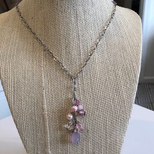 🌟2/$20 Pink Stone & Bead Cluster Pendant Necklace